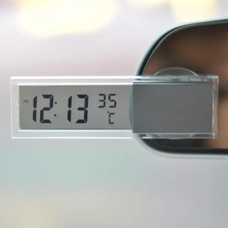 90x27x15 мм мини 2 в 1 ЖК-цифровой Авто Грузовик часы термометр с присоской AG10 Кнопка сотового батарея работает