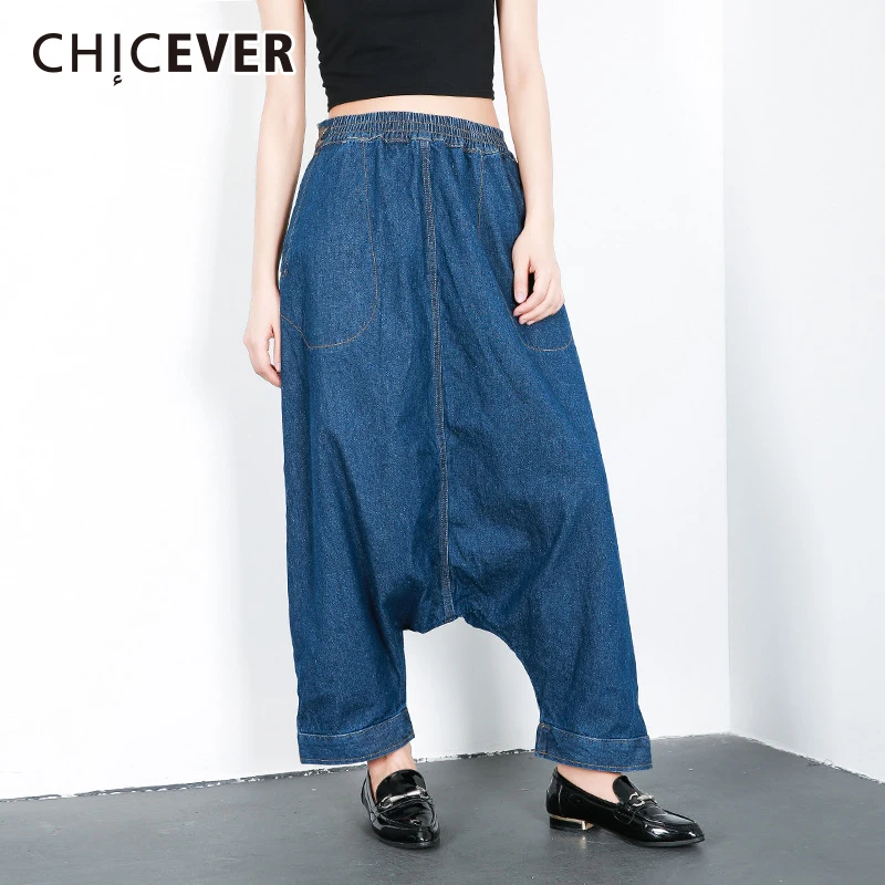 CHICEVER, осенние джинсы для женщин, свободные, большой размер, высокая талия, длина по щиколотку, гарем, женские штаны,, Повседневная мода, новинка