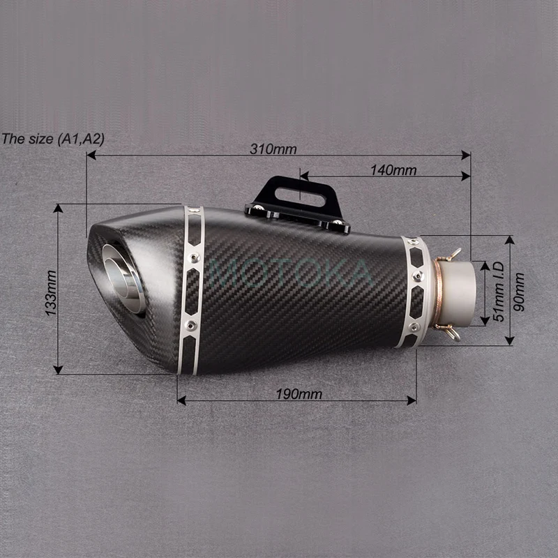 S1000RR Z900 GSXR750 S1000XR GSX250 R3 R6 R25 de Escape de la motocicleta tubo de fibra de carbono Universal entrada 51mm Akrapovic silenciador de Escape