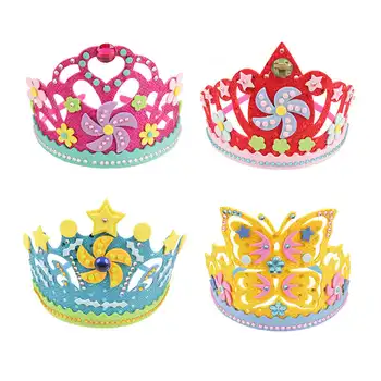 

Eva Sequins Crown Creative Flowers Stars Patterns Kindergarten Art Children Diy Craft Toys Party Diy Decorations Gift 4Pcs
