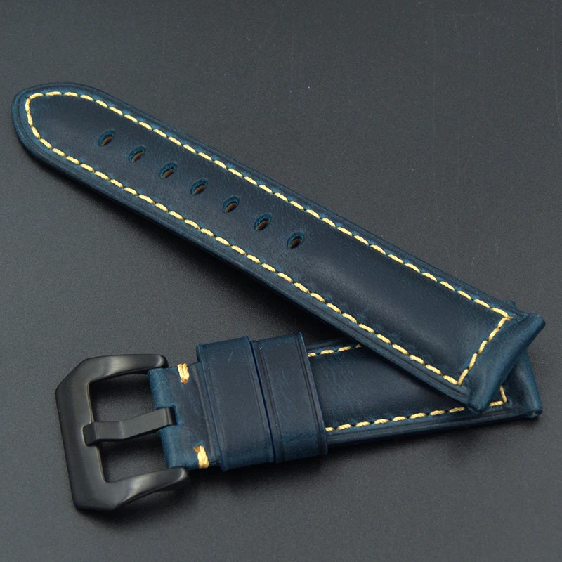 Ремешок Panerai мужской из натуральной кожи универсальный черный браслет для