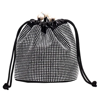 

Women'S Bag Bohemian Style Drawstring Bucket Bag Pearl Shoulder Bag Handbag Rivet Diagonal Package