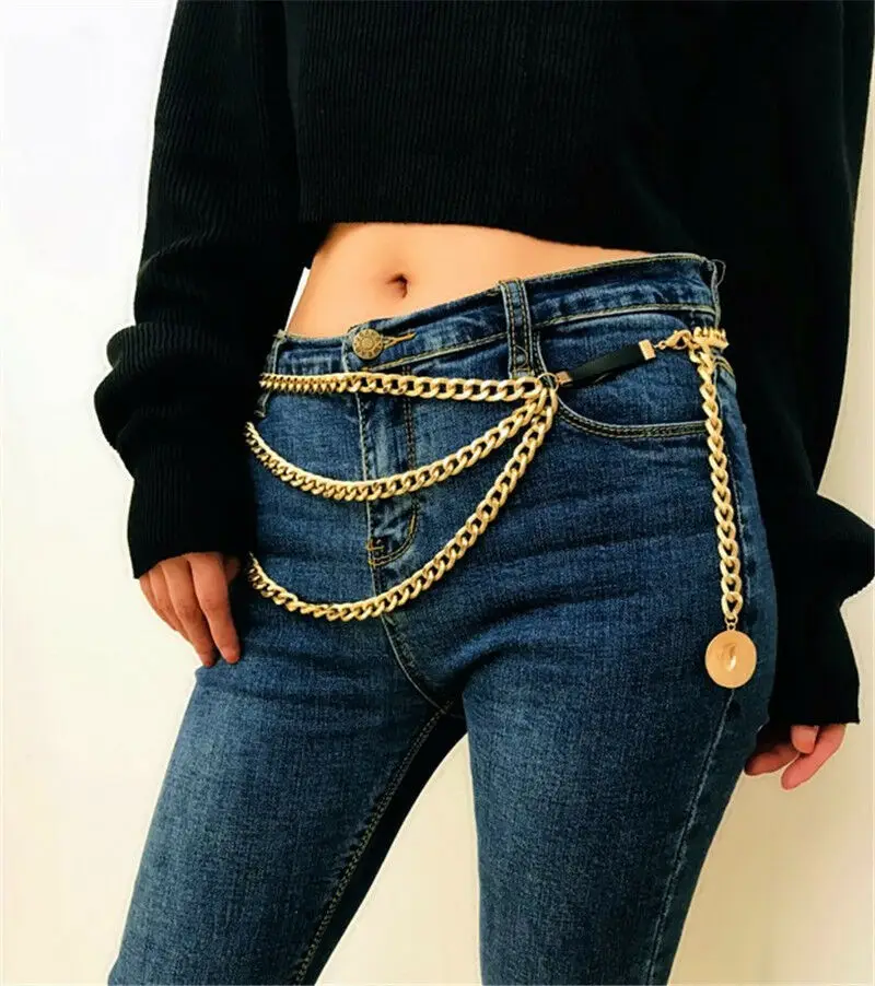 Multilayer Waist Belt Chain Tassel Pendant Women Vintage Gold