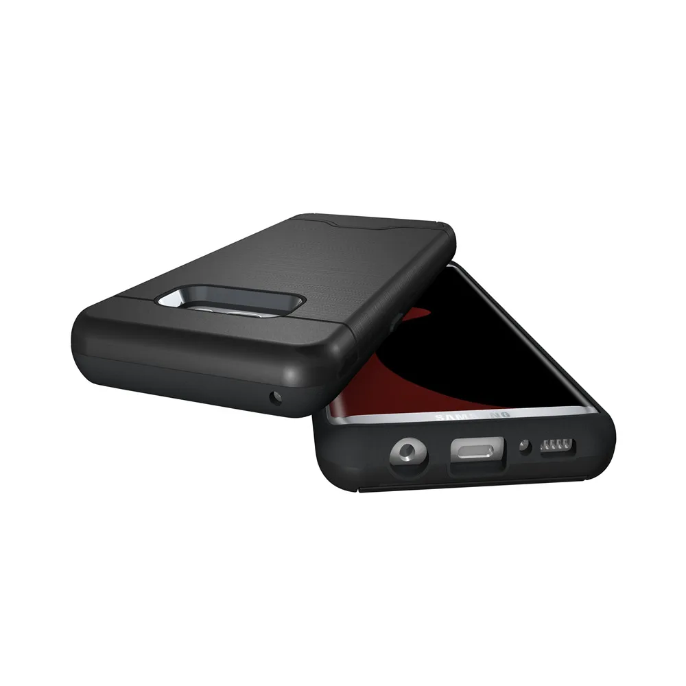 

mobile cell phone luxury holder kickstand hard plain brushed card pocket case for Samsung galaxy S8
