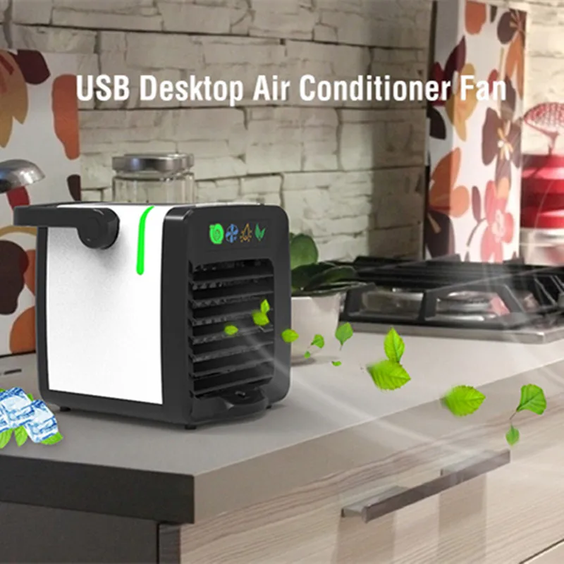 

USB Mini Desktop Cold Air Conditioner Fan Humidifier 200ml Water Tank USB Charge Humidifier