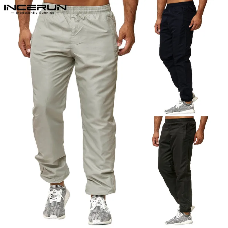 INCERUN Men Casual Pants Waterproof Joggers Elastic Waist Trousers Men ...