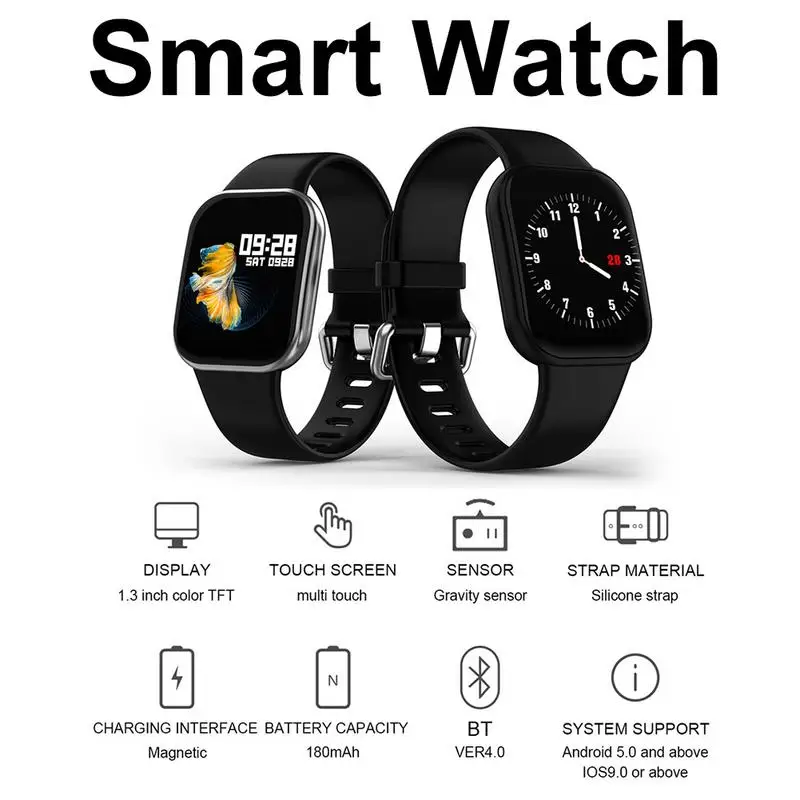 

Smart Bracelet Watch1.3 Inch Fitness Tracker HD Color Display Heart Rate Blood Pressure Blood Oxygen Monitor IP67 Waterproof
