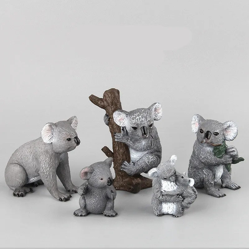 

5pcs/set Various shape Australia Koala Sloth bear Forest Animal model action figure Solid Collection Children toys Gift For Kids