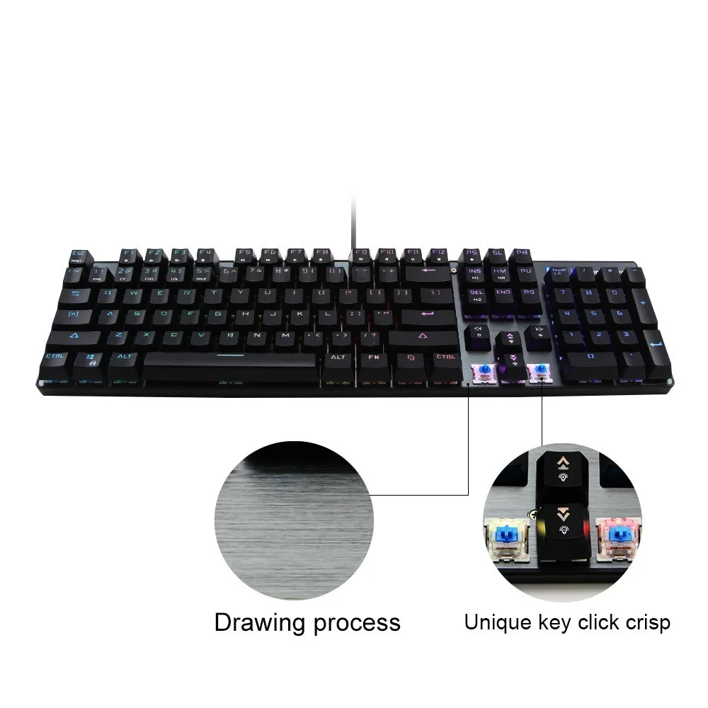 Motospeed CK104 Проводная Механическая клавиатура 104 клавиши английская игровая RGB