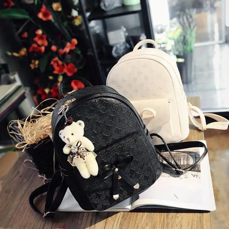 

4pcs/set Women Composite Bags Multi-functional PU Leather Backpacks Women Brand Bowknot Zipper Backpack Female Mochila Feminina