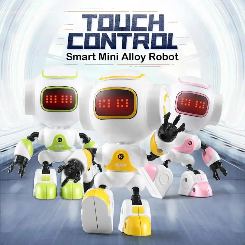 

R9 RC Robot Touch Sensing LED Eyes Smart Voice DIY Gesture Alloy Body Mini Robot Model Toy Gift for Children