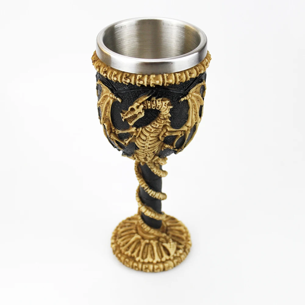 Glass Drinkware Gothic Wine Goblet Style Contain Goat Skull Viking Dragon Claw Finger Metall&Resin Wine Glass Halloween Gifts Bar Drinkware