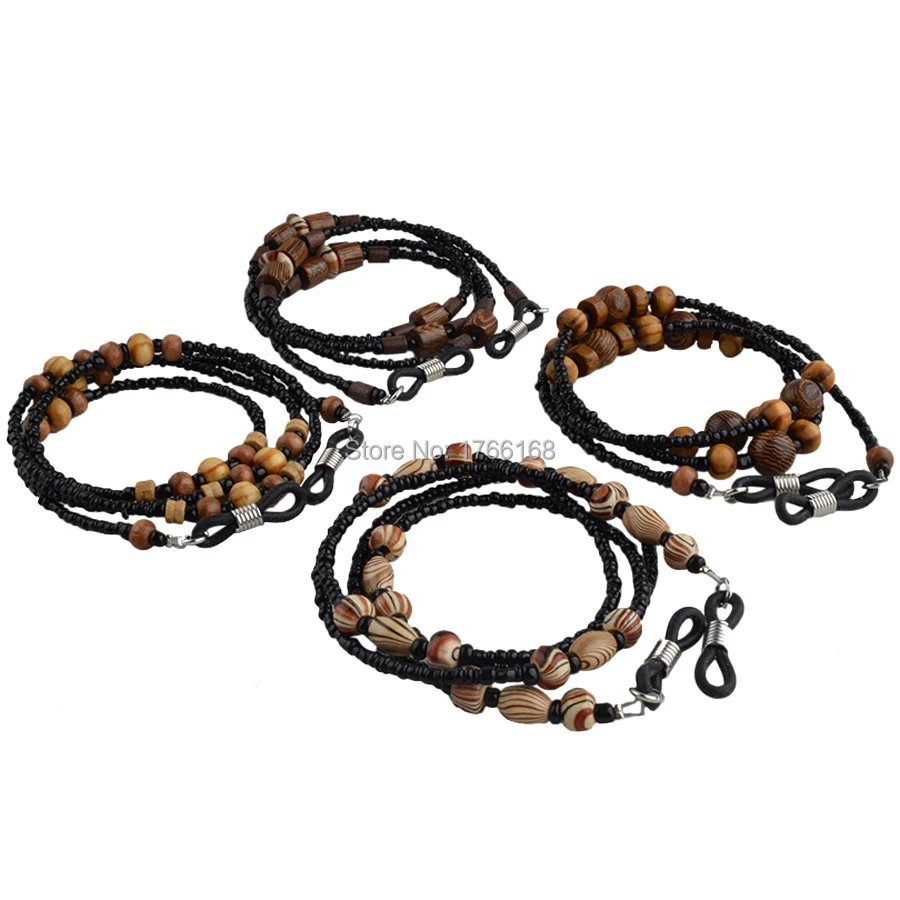 

20pcs New Wooden with Plastic beads Sunglasses Lanyard Strap Necklace black Eyeglass Chain Cord