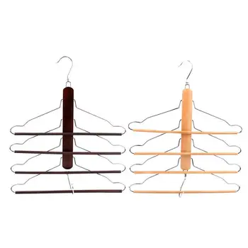

Multifunctional Wood Hanger 4 Layer Shirt Clothes Foldable Pants Rack 4 Layers Hangers