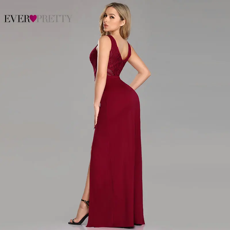Evening Dresses Long Ever Pretty EZ07785 Sexy Leg Slit Straight Lace See-through V-neck Formal Party Gowns 2019 Abendkleider Evening Dresses Long Ever Pretty EZ07785 Sexy Leg Slit Straight Lace See-through V-neck Formal Party Gowns 2019 Abendkleider