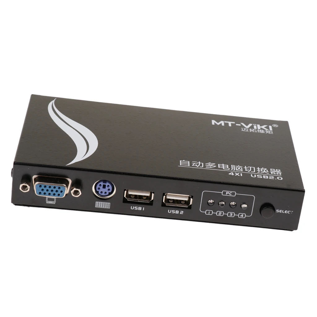 

4 Port USB 2.0 VGA KVM Switch with Cabbles Server Switcher Black 1920*1440 Switch USB KVM Switcher for PC Computer