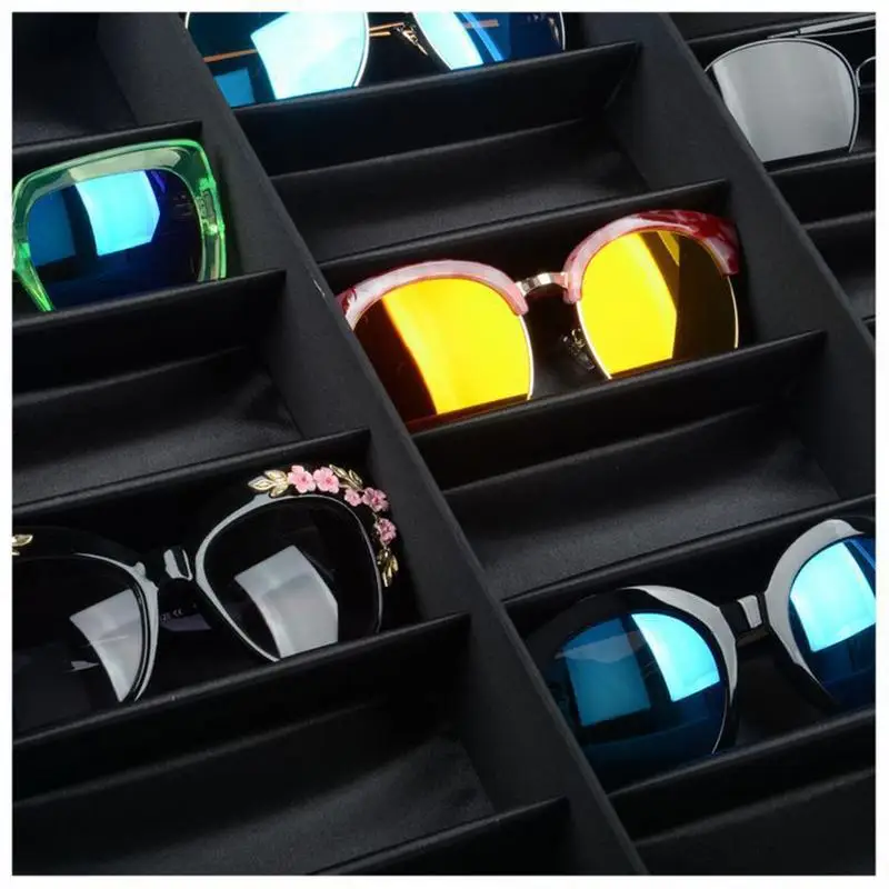 Солнцезащитные очки дисплей стенд 18 Отсек черный ящик для хранения очков Органайзер солнцезащитные очки дисплей стенд# SW