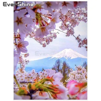 

EverShine Diamond Painting Scenery Full Round Mosaic Diamonds Mountain Picture Of Rhinestones Diamond Embroidery Landscape