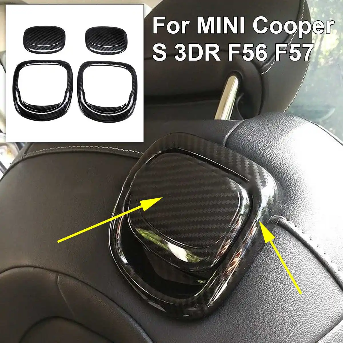Par de fibra de carbono estilo de efecto de asiento de liberación de la cubierta de los adornos para BMW MINI Cooper S 3DR F56 F57 Auto Interior molduras partes