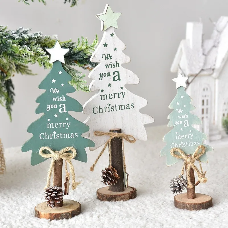 Nordic Ins Style Christmas Wood Tree White And Green Color Ornaments With Little Star Creative Home Decorations Gifts For Kids | Дом и сад