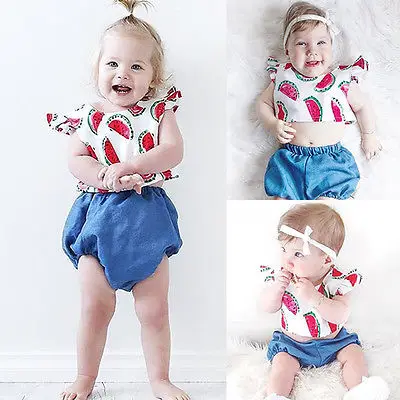GLANE Brief 2018 Watermelon Pattern Baby Girls Summer Outfits Cothes 0-24M Tops Bottoms 2pcs Set Beachwear Swimsuit | Спорт и