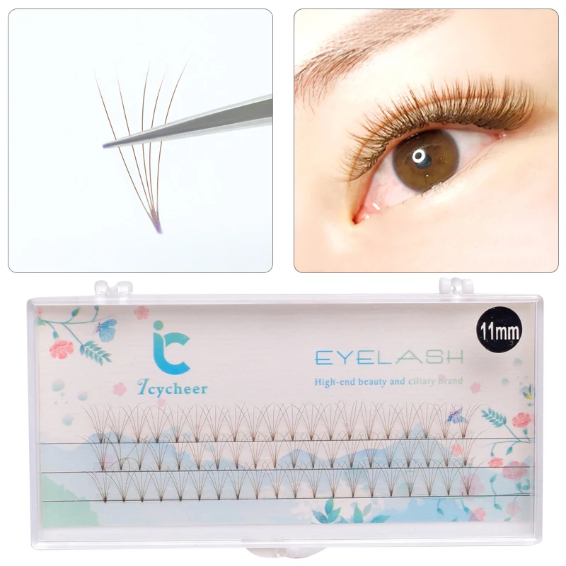 

ICYCHEER Brown Individual Eyelash Extension Cilia Lashes False Eyelashes 8-13mm Semi Permanent Volume Eyelash Cluster