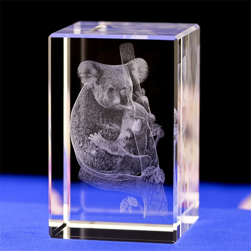 

Crystal Home Decor Ornaments 3D Laser Engrave Koala Model Travel Gift Fengshui Children's Crafts Home Decoration Accessories