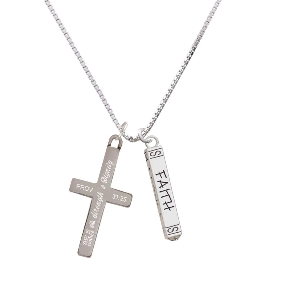 Believe Faith Prayer Hope Bar - Strength and Dignity Cross Necklace | Украшения и аксессуары