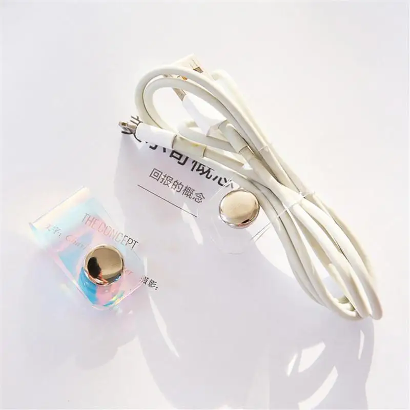 

Cute Line Storage Clip PVC Laser Snap Button Winder Colorful Portable Earphone Data Cable Wire Storage Buckle Organizer