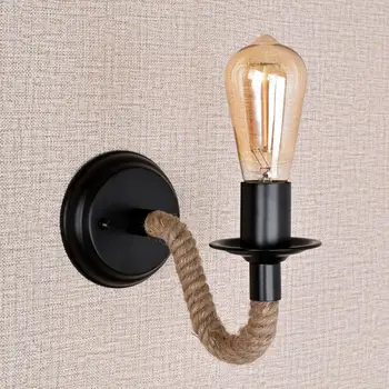 

Industrial Wind Vintage Led Wall Lamp Creative Light Corridor Wall LED Lamps Bedroom Bedside Lamps Hemp Rope Wall Lighting Decor