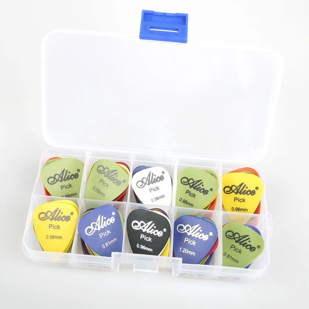 

10 Grids Clear Plastic Guitar Picks Box Adjustable Grid Size Plectrums Storage Case for Musical Instrument Accessories