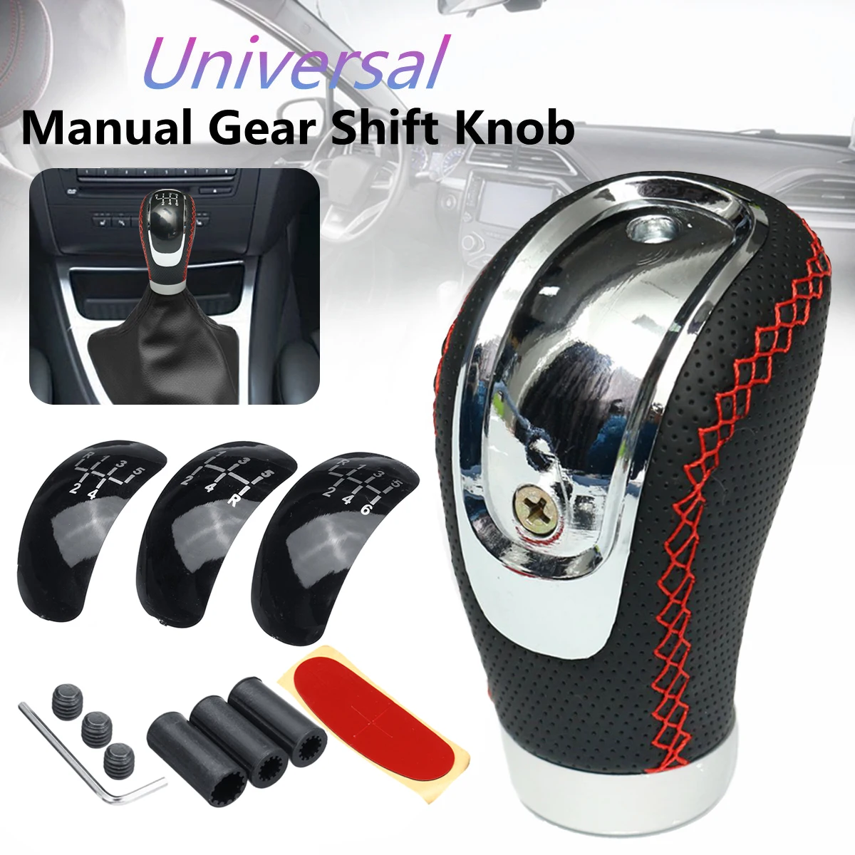 5 Speed 6 Speed Manual Car Gear Shift Knob Shifter Lever Stick Universal Changeable Speed Cover