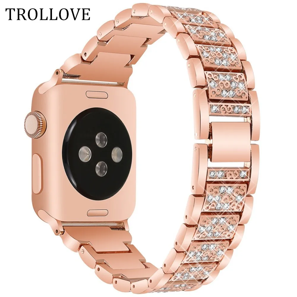 

Bling Crystal Diamond Strap for Apple Watch band 40mm 44mm Series 1 2 3 4 Replacement Stainless Steel Bands for iWatch 38mm 42mm