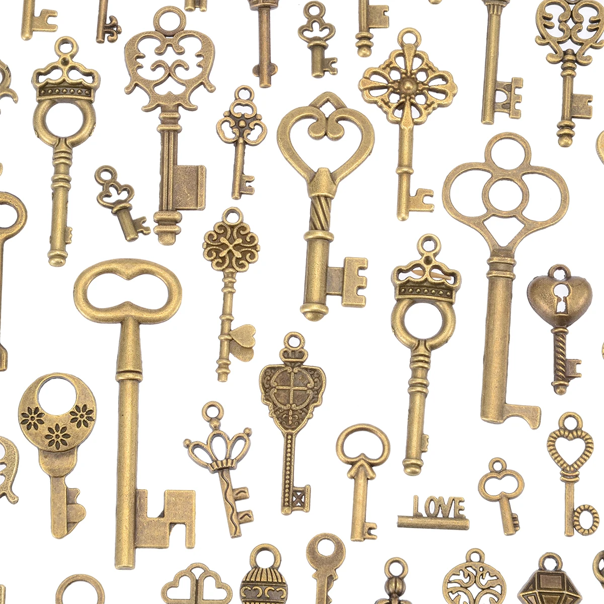 125PCS/SET Creative Antique Vintage Bronze Skeleton Keys Fancy Heart Bow Pendant Decor Lock Necklace Hanging Decor DIY Crafts 125PCS/SET Creative Antique Vintage Bronze Skeleton Keys Fancy Heart Bow Pendant Decor Lock Necklace Hanging Decor DIY Crafts