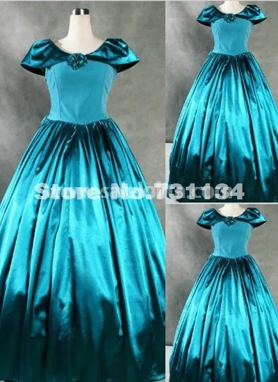 Благородный синий ретро готический, викторианской эпохи платье для реконструкции гражданской войны Southern Belle Платья для вечеринок на продажу