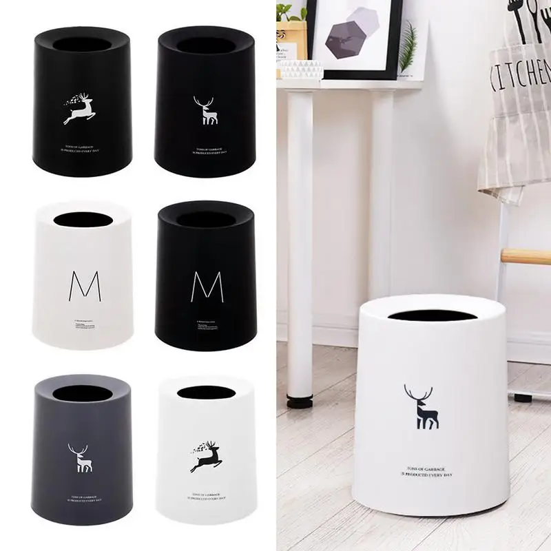 

Nordic Style Waste Container Elk Pattern Creative Trash Can Simple Trash Bin Without Cover For Home Office Living Room