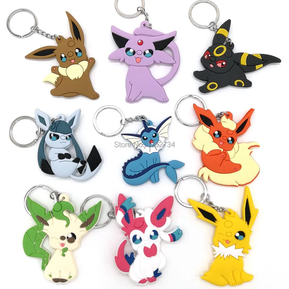 

20/Lot 9 Styles Sylveon Umbreon Eevee Espeon Jolteon Vaporeon Flareon Glaceon Leafeon Keychain Plush Doll Figure Retail