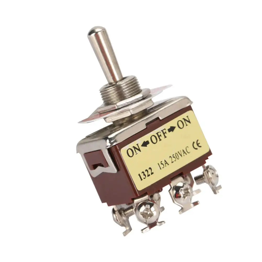 

5PCS Toggle Switch DPDT 6 Pin3 Position Terninal ON-OFF-ON 250V 15A 12mm Mounting Hole 2019 new style fashion hot