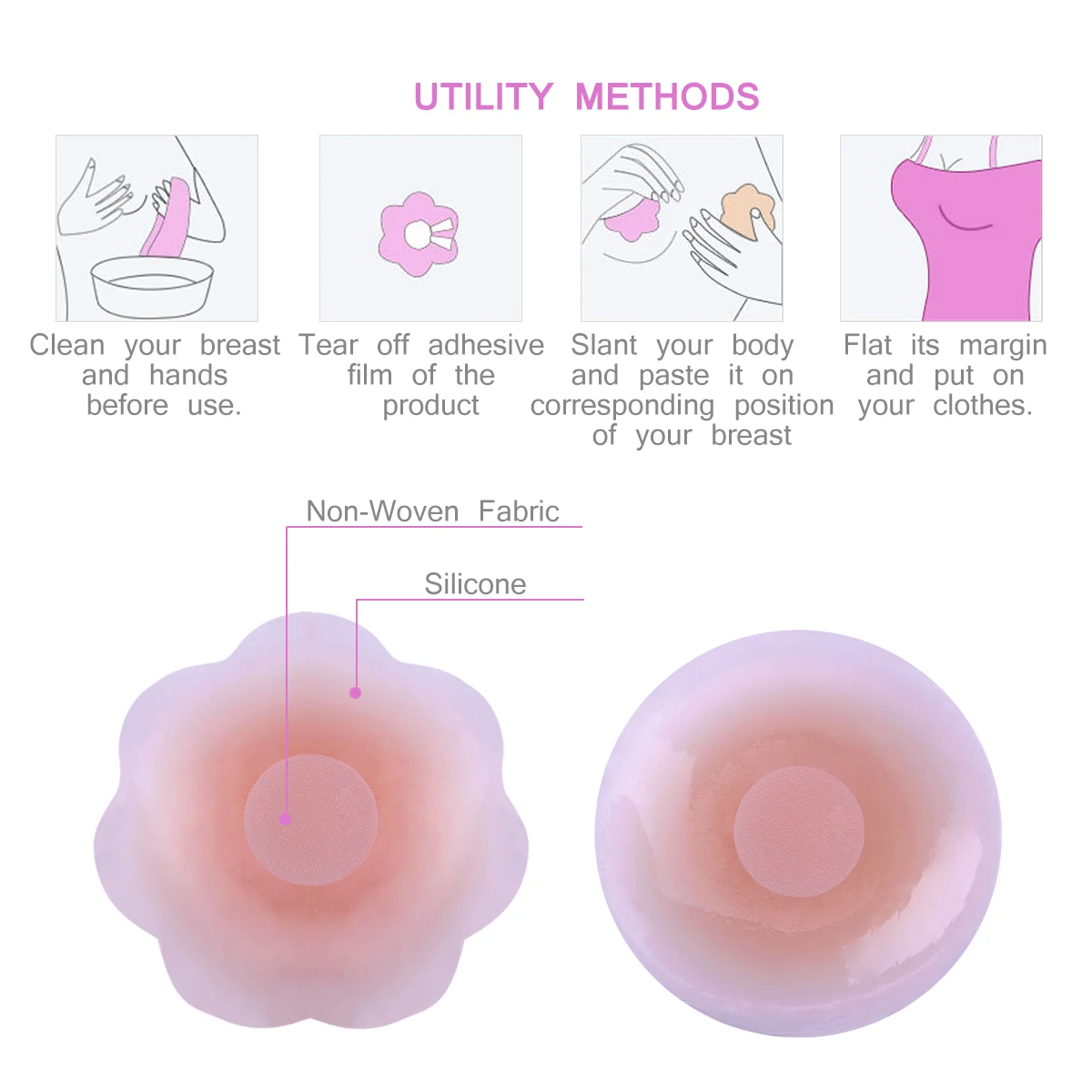 

2 Pairs Of Reusable Adhesive Soft Silicone Nipple Cover Bra Pad Pasty Skin