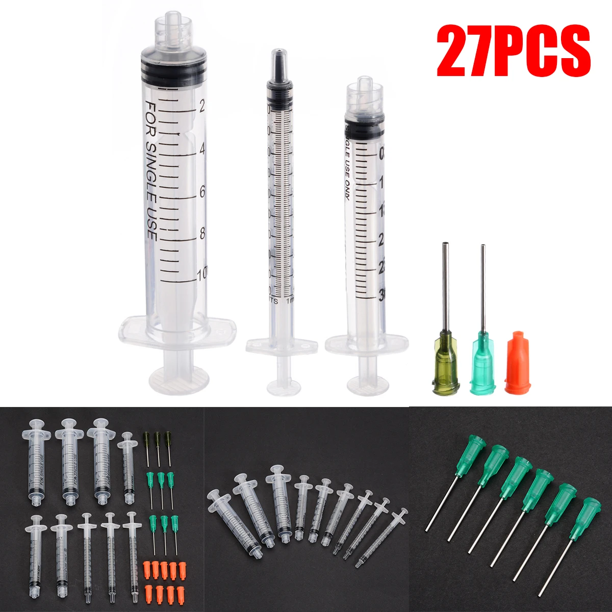 

9 Pack 1ml 3ml 10ml Luer Slip Syringes For Oil Or Glue Applicator Refilling Measuring E-liquids Syringe Tools