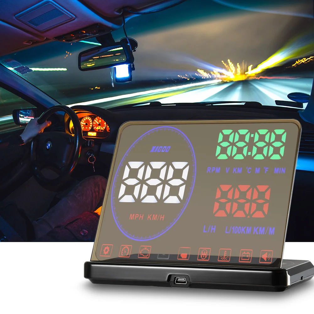 

M9 5.5 Inch New Mirror HD Screen HUD Head Up Display Auto OBD2 Car Speed Projector Speedometer Car Detector