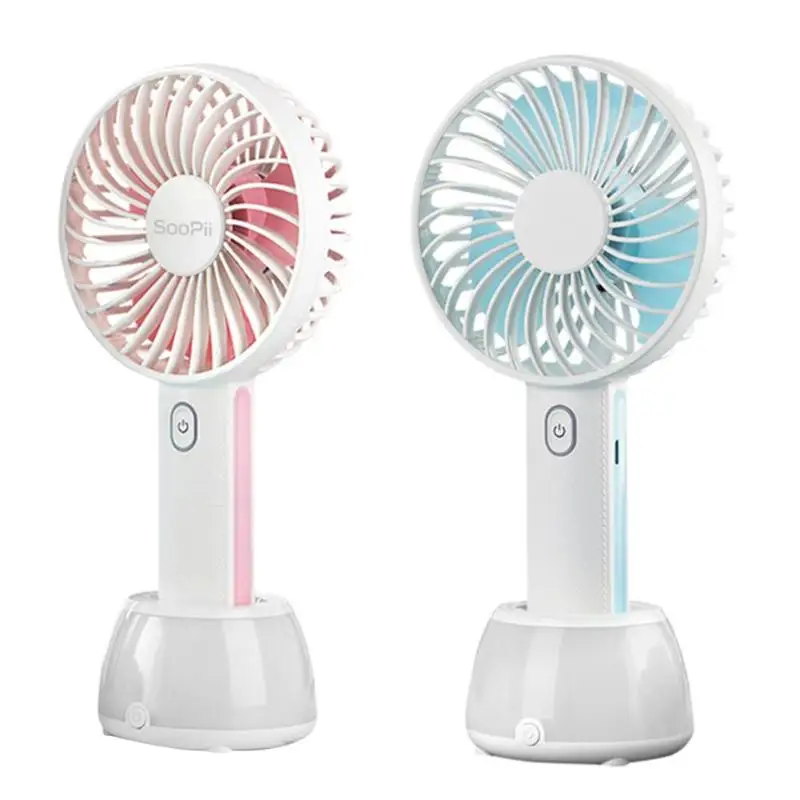 

4W 3 speed wind adjustment Mini Cooling Fan Hand-held USB Fast Charge fans with bottom sitting light