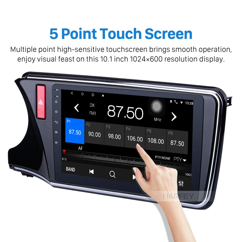 Clearance Harfey Android 6.0/8.1 10.1" 2Din Car Radio For Honda CITY LHD 2014 2015 2016 2017 GPS Multimedia Player Head Unit 2