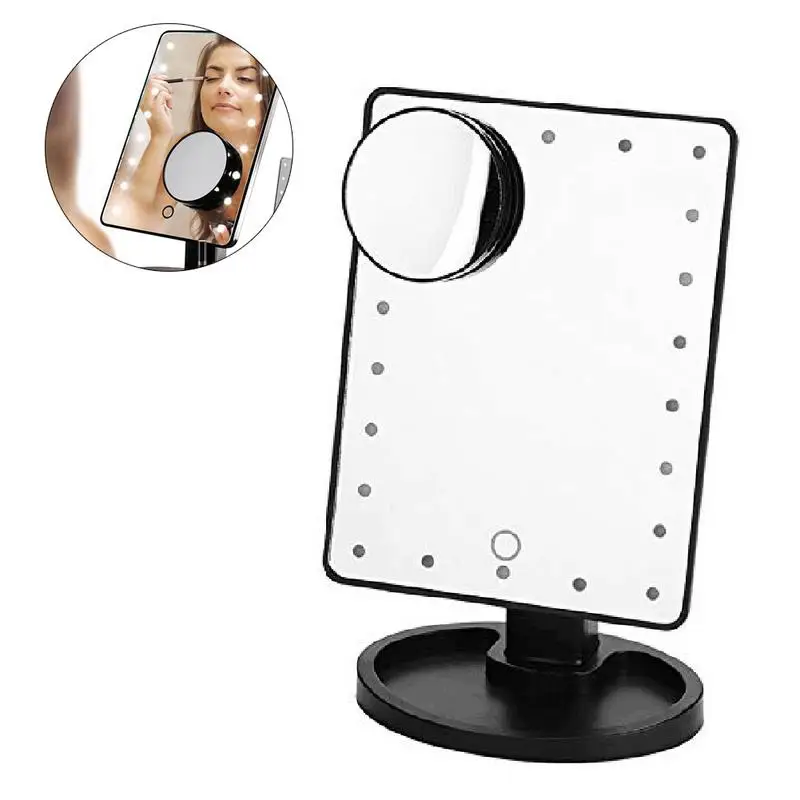 

With 180 degree rotating mirror with 22 LED lights 10 times magnification makeup tools