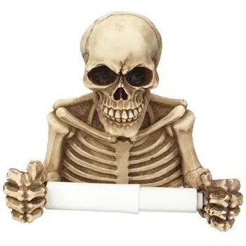

1pcs Skull Paper Roll Holder Wall Mount Retro Paper Roll Holder Rack Home Supplies for Bathroom Toilet Living Room Bedroom