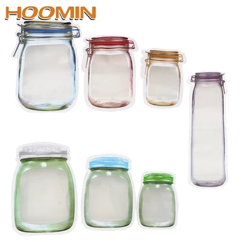

HOOMIN Stand Up Bag Food Snack Pouches Food Grade Plastic Storage Zipper Zip Lock Bag Storage Bag Smell Proof Clip