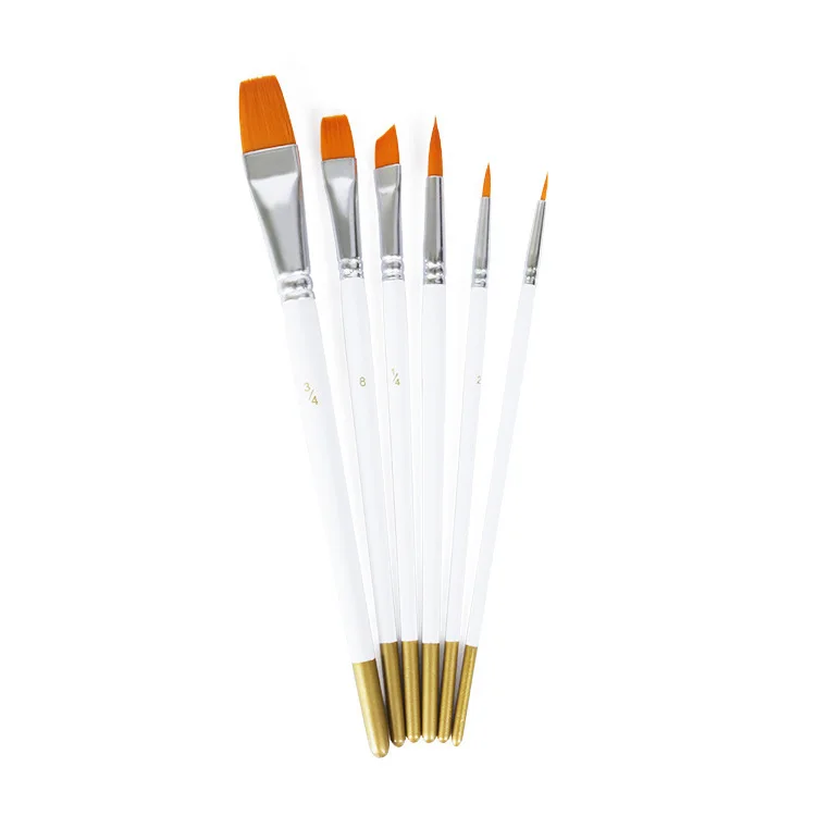 6PCS/SET Nylon Wood Handle Oil Painting Brush Painting Tools Art Stationery School Supplies