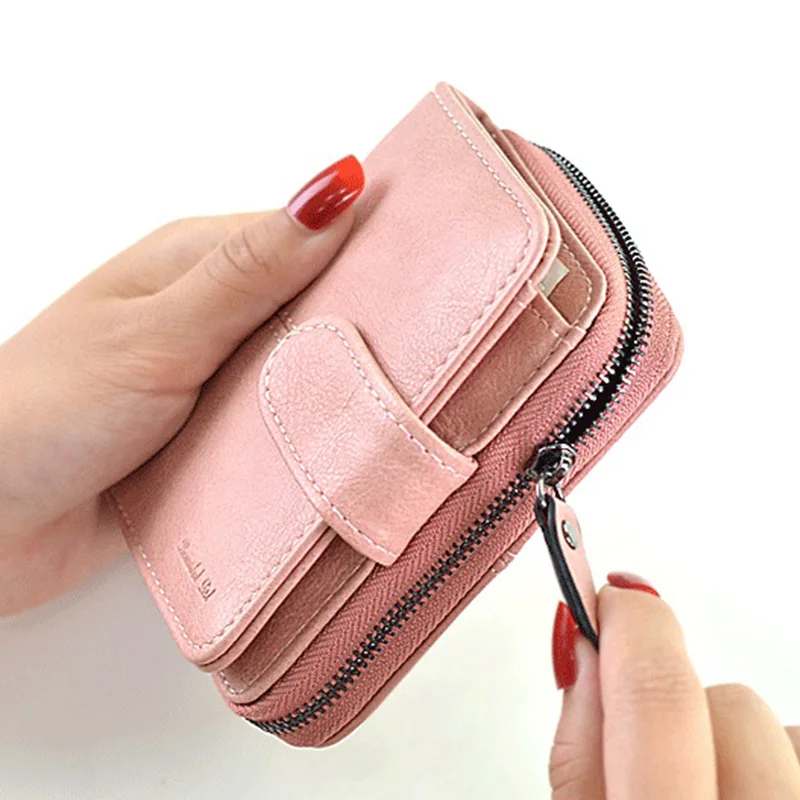 Женская мода простой короткий кошелек кошелек японского и корейского дизайна модели из искусственной кожи PU застежка-молния дамы короткий портмоне
