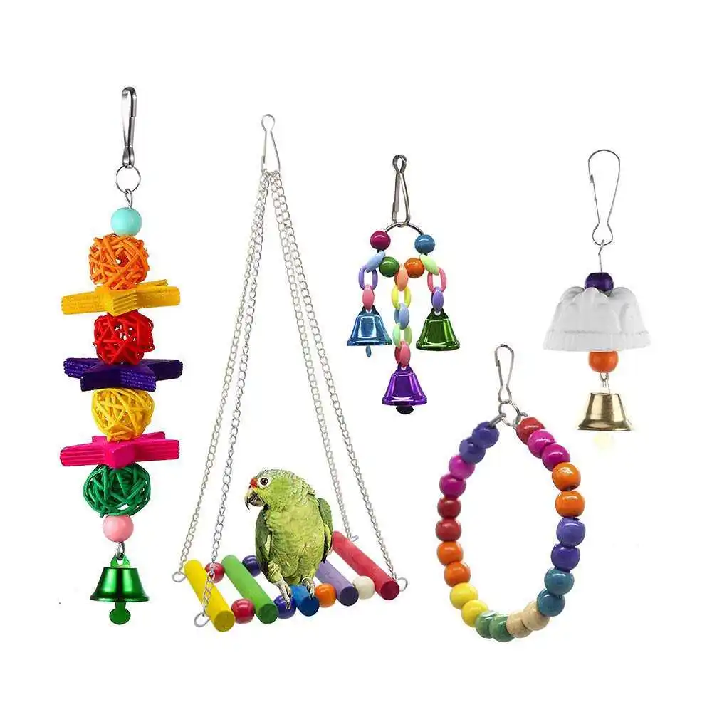 

Bird Chewing Toy, Bird Hanging Bell Toy Pet Parrot Hammock Swing For Small Medium Birds