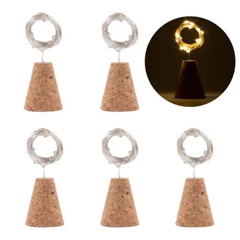 

Wine bottle lamp natural cork base, warm white 20 LED cork lamp DIY shape copper wire string - table, party, wedding (6PCS)